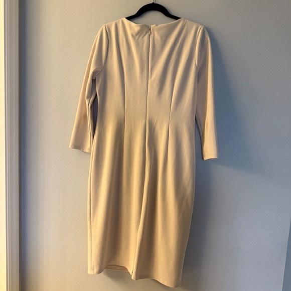 Maggy London Women's Scuba Crepe Pleat Tuck Waist Dress, Horn Cream White 10 - Picture 8 of 8